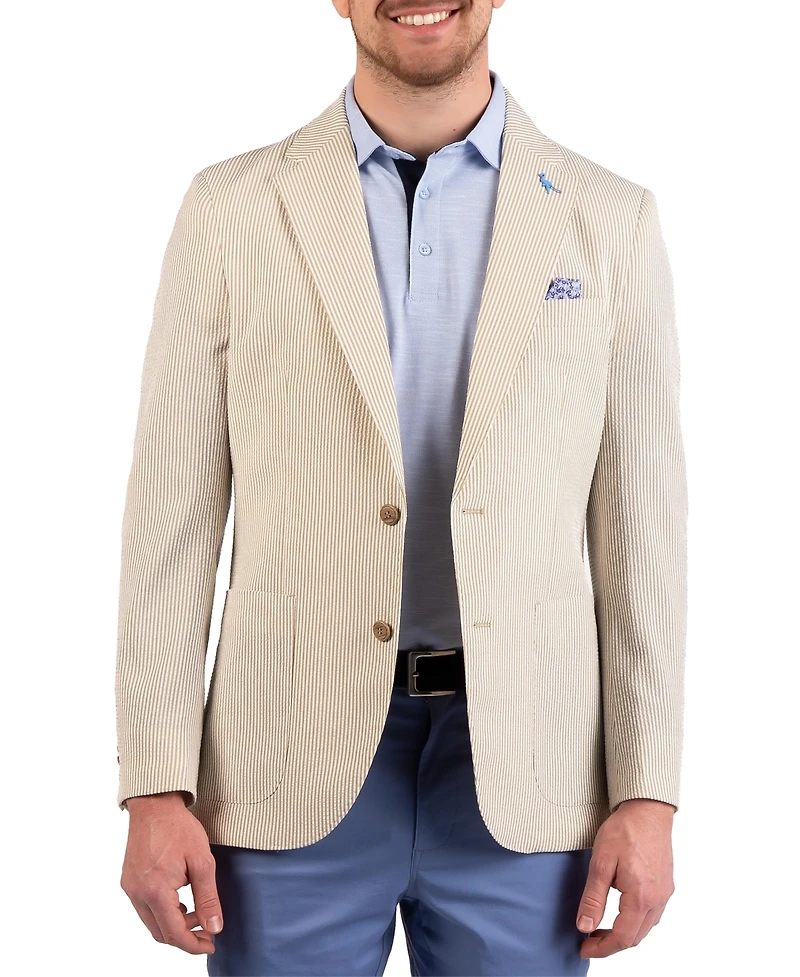 Tailorbyrd Men's Textured Stripe Seersucker Sport Coat