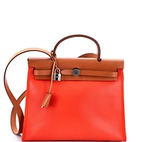 Pre-Owned HERMES 31 Herbag Zip Berline Vache Canvas and Leather