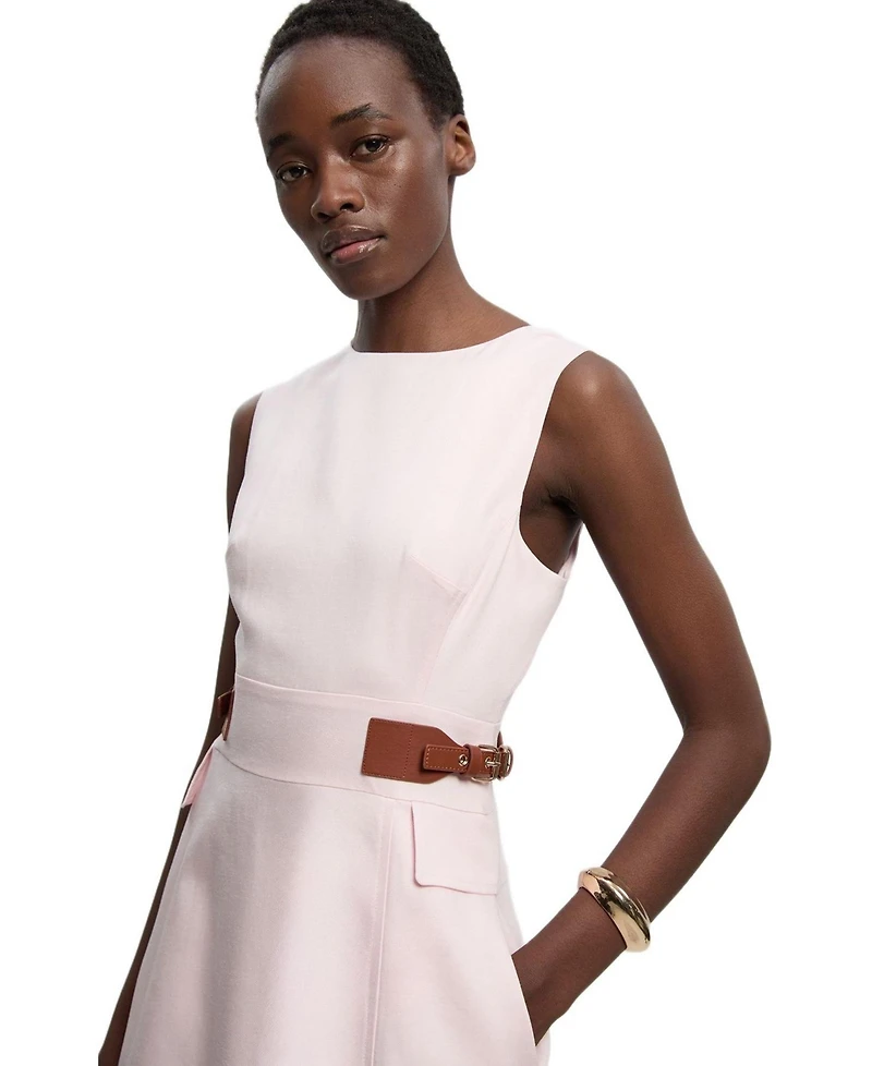 Karen Millen Women's Tailored Linen Full Midi Dress