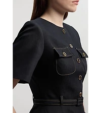 Karen Millen Women's Tailored Denim Belted Midi Dress