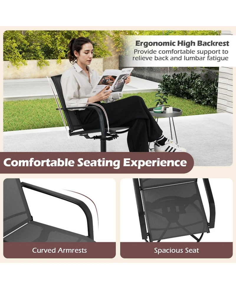 Gouun Outdoor 360 Degree Swivel Patio Chairs Set of 2 with High Back, Armrests and Breathable Seats