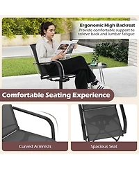 Gouun Outdoor 360 Degree Swivel Patio Chairs Set of 2 with High Back, Armrests and Breathable Seats