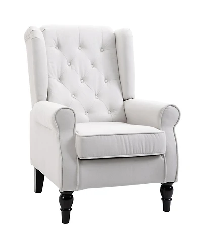 Boyel Living Button-Tufted Accent Chair with High Wingback Rounded Cushioned Armrests