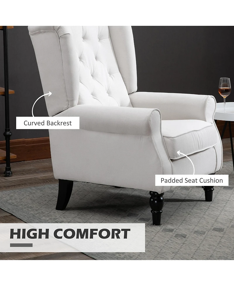 Boyel Living Button-Tufted Accent Chair with High Wingback Rounded Cushioned Armrests