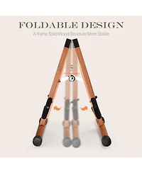 Yescom 6 Pcs Wooden Folding Guitar Stand w/ Foam Arms fits for Acoustic Guitars, Ukuleles, Violins A-frame Floor Instrument Display Recording Studios