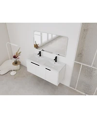 Sillysis 48 Inch Floating Bathroom Vanity with Double Resin Sink, Soft Close Doors, Large Storage Cabinet for Modern Home
