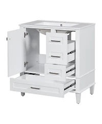 Sillysis 30 Inch Bathroom Vanity Set with Tall Storage Cabinet, Ceramic Sink, Soft Close Drawers for Modern