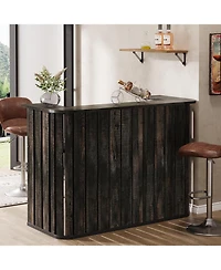 Tribesigns 63-Inch Home Bar Unit, Farmhouse Liquor Bar Table with Storage Shelves, 2-Tier Wine Bar Cabinet Mini Bar Table