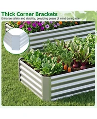 Gymax 2 Pieces Galvanized Raised Garden Bed Rectangular Galvanized Metal Planter Box