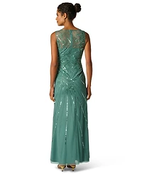 Adrianna Papell Women's Crewneck Beaded Maxi Dress