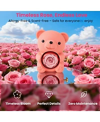 Gnuadz Teddy Bear Preserved Rose Necklace Box Couple Mother Gift