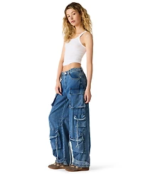 Steve Madden Women's Duo Denim Cotton Cargo Pants