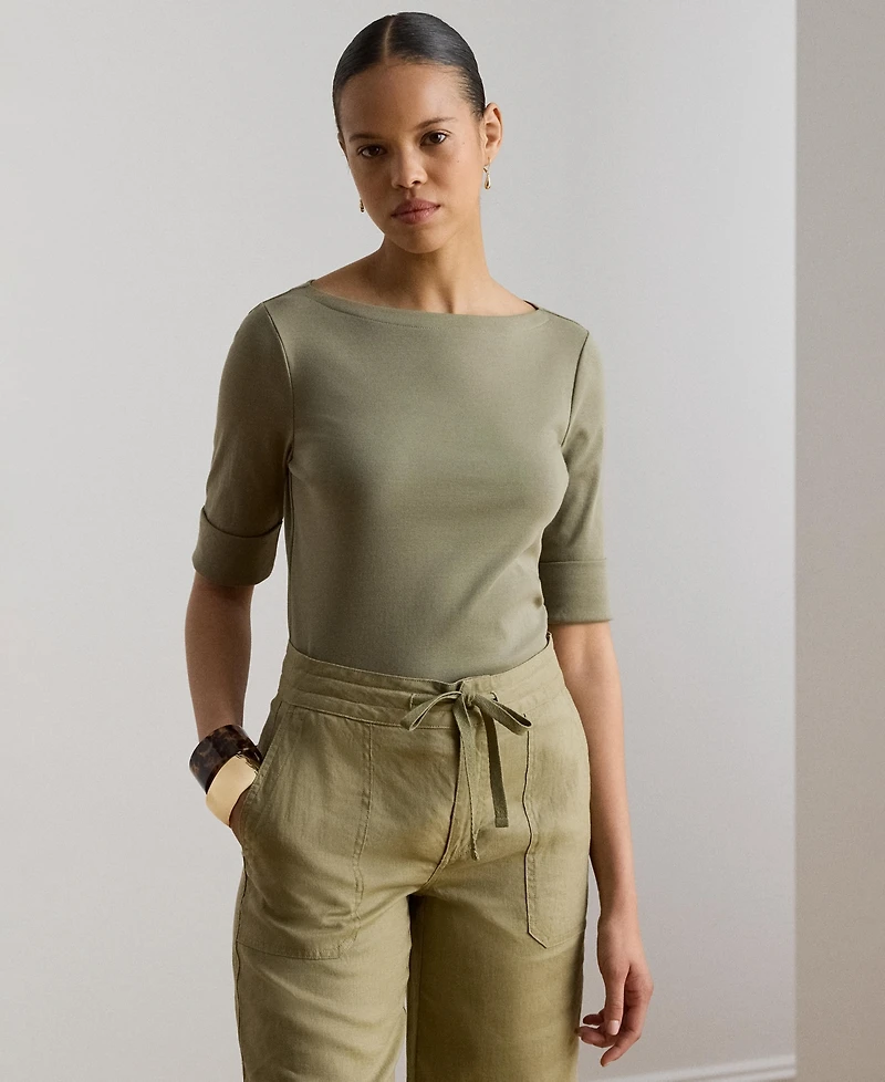 Lauren Ralph Stretch Cotton Boatneck T-Shirt