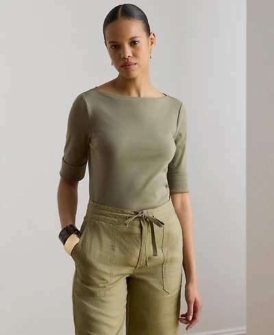 Lauren Ralph Stretch Cotton Boatneck T-Shirt