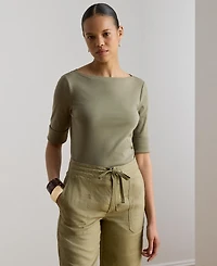 Lauren Ralph Stretch Cotton Boatneck T-Shirt