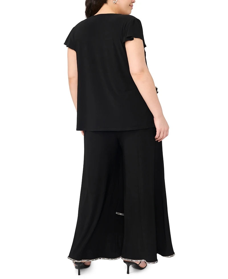 Msk Plus Tulip Hem Rhinestone Detailed Pull-On Pants
