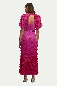 Karen Millen Women's Crystal Applique Angel Sleeve Maxi Dress
