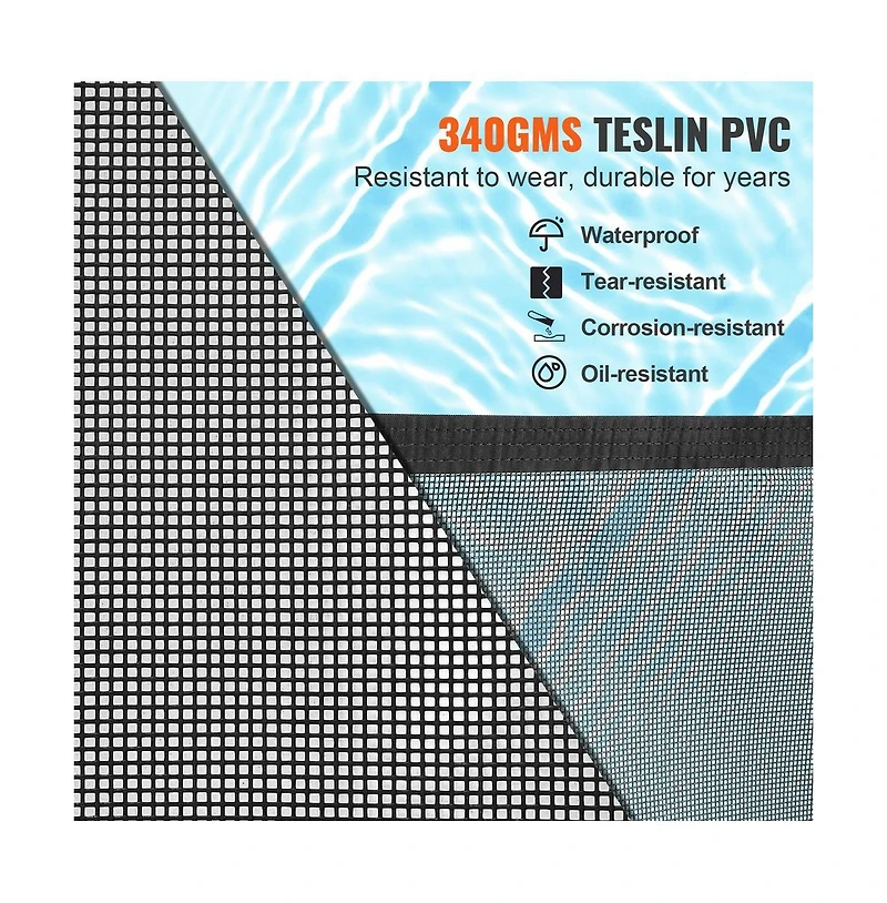 Sugift 96 Ft Removable Inground Pool Fence with 340gms Teslin Pvc Mesh