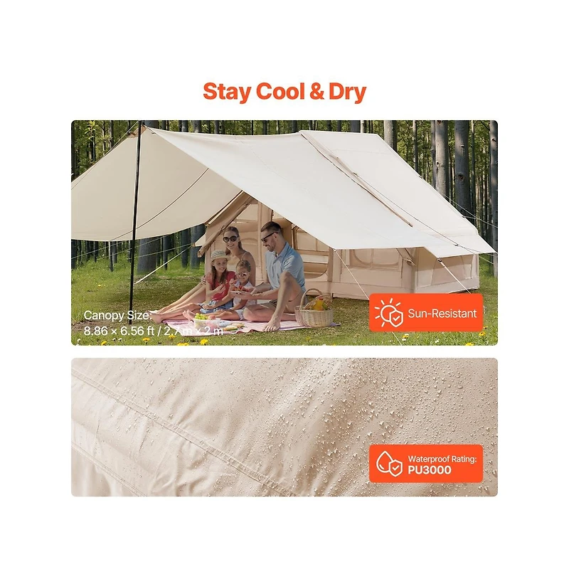 Sugift Inflatable Camping Tent 3 to 5 Person Blow Up with Stove Jack