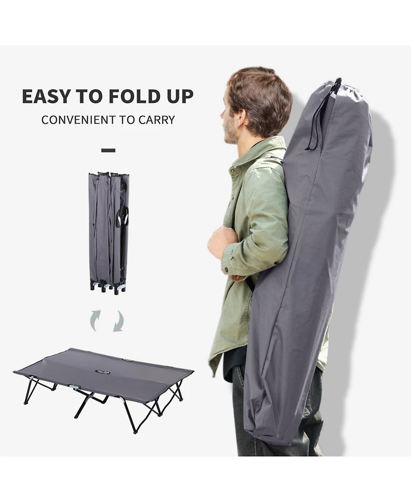 ECHTPeak 2 Person Folding Camping Cot for Adults, 50" Extra Wide Outdoor Portable Sleeping Cot with Carry Bag, Elevated Camping Bed, Beach Hiking
