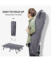 ECHTPeak 2 Person Folding Camping Cot for Adults, 50" Extra Wide Outdoor Portable Sleeping Cot with Carry Bag, Elevated Camping Bed, Beach Hiking