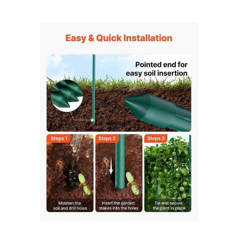 Sugift Garden Stakes 25 Pack Plastic Coated Metal Tomato Stakes