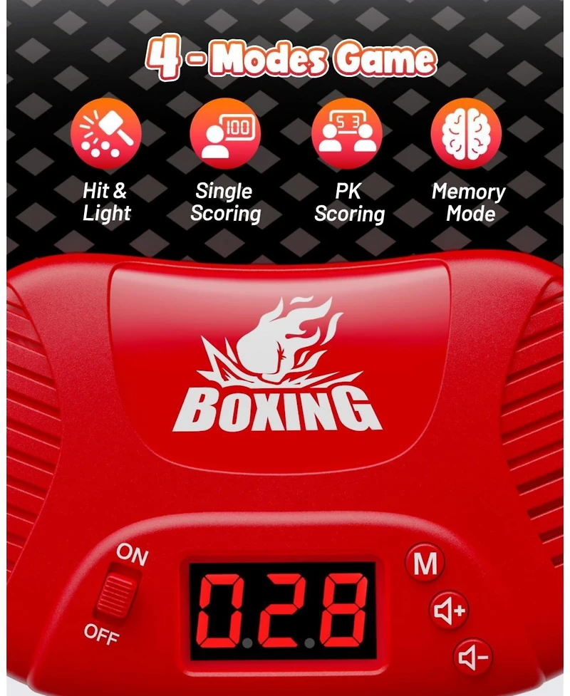 HopeRock Punching Bag for Kids, Boxing Set with Scoring, Light, Music, 4 Game Modes, Inflatable Boxing Bag with Gloves