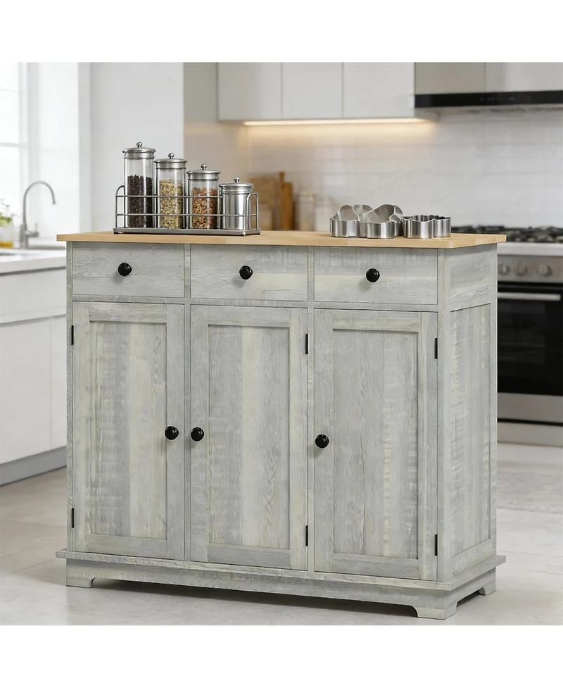 Clihome Hallway Storage Cabinet with Drawers Floor Storage Cabinet w/ Adjustable Shelves