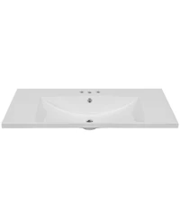 Sillysis Rectangular Ceramic Vanity Top with Sink, 3 Faucet Holes, Easy Maintenance, Inches Bathroom Countertop