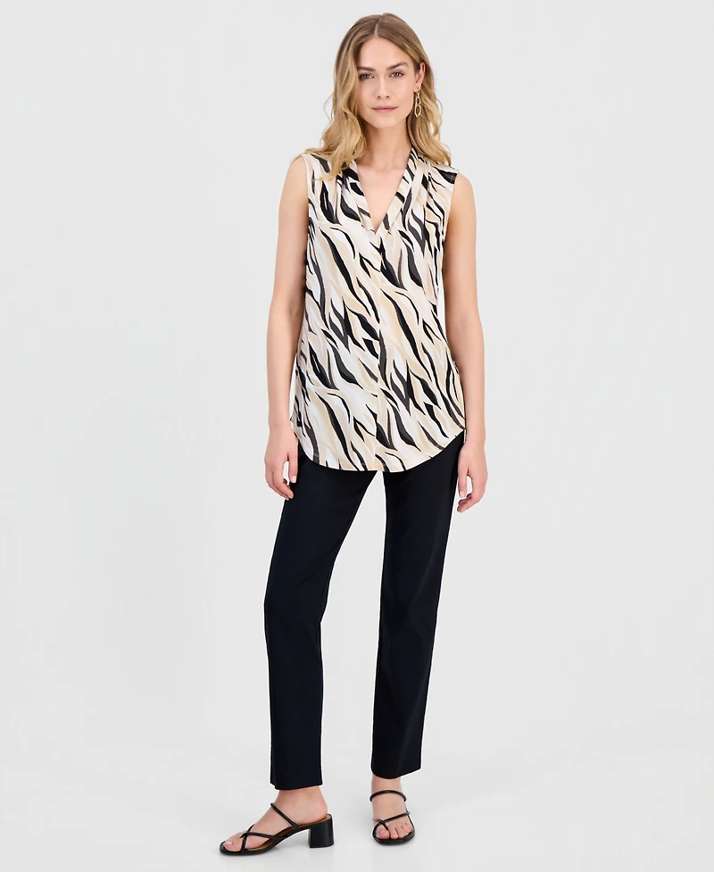 Jm Collection Women's Printed Sleeveless V-Neck Knit Top