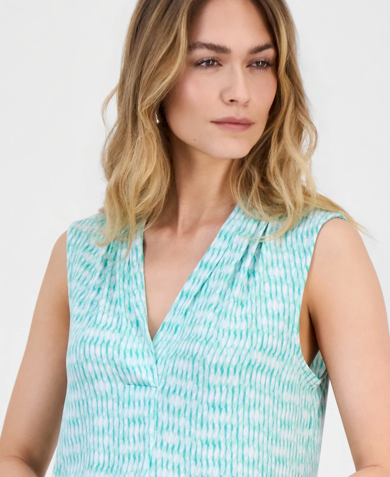 Jm Collection Women's Printed Sleeveless V-Neck Knit Top