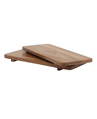 Gibson Home Gracious Dining 2-Tier Wooden Serving Tray with Metal Frame - Acacia Wood