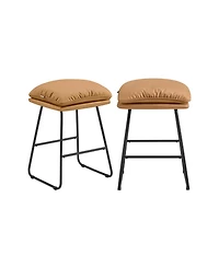 Slickblue Caramel Brown Counter Stools Set of 2 Cushioned Sled Base