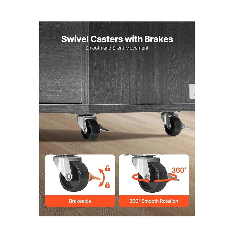 Sugift 3 Drawer Wooden File Cabinet Mobile Filing Cabinet with Power Strip Lockable Rolling File