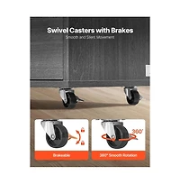 Sugift 3 Drawer Wooden File Cabinet Mobile Filing Cabinet with Power Strip Lockable Rolling File