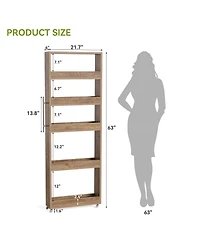 Tribesigns 5-Tier Tall Narrow Storage Cart on Wheels, 63 '' Mobile Shelf Organizer, Rolling Utility for Kitchen, Dining Room, Small Spaces