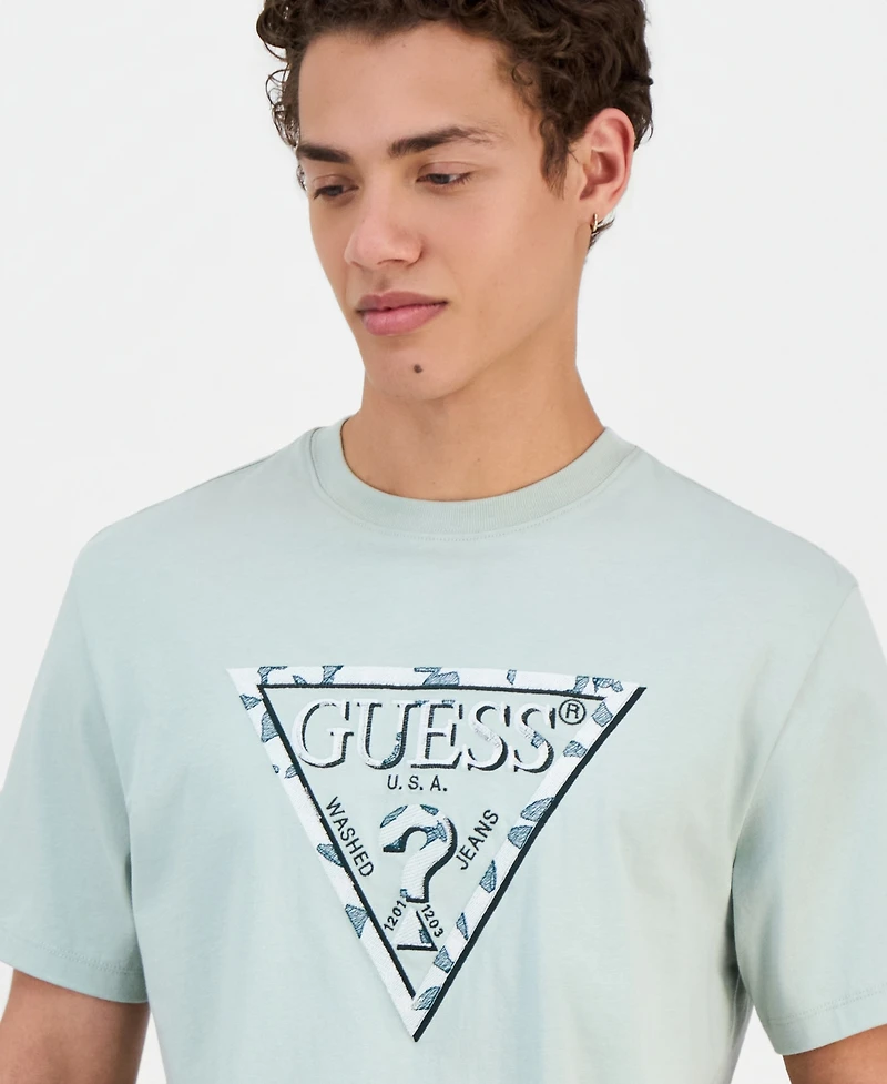 Guess Men's Triangle Leaves Embroidery T-Shirt