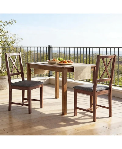 Clihome Farmhouse Dining Chairs Set of 2, Kitchen Chairs with X-Back, Upholstered Seat for Dining Room