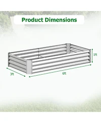 Gymax Galvanized Raised Garden Bed Rectangular Galvanized Metal Planter Box