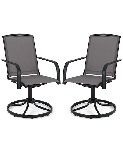 Sugift Set of 2 Outdoor Swivel Patio Chairs with High Back and Breathable Seat