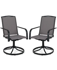 Sugift Set of 2 Outdoor Swivel Patio Chairs with High Back and Breathable Seat