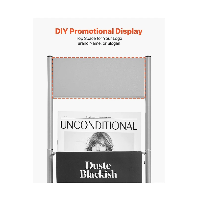 Sugift Brochure Display Rack 10 Pockets Magazine Literature Display Stand Portable Floor