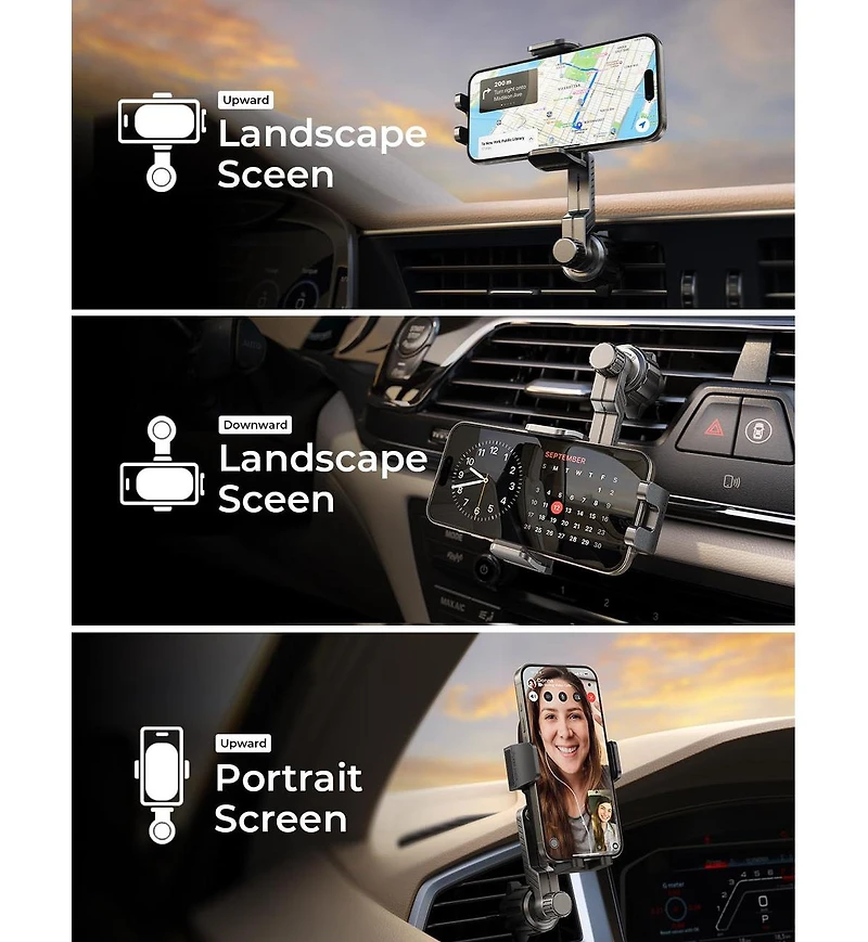 Lisen Car Vent Phone Mount, Adjustable Air Vent Holder with Extension Arm, One-Touch Release Hands-Free Mount for iPhone, Samsung, Android