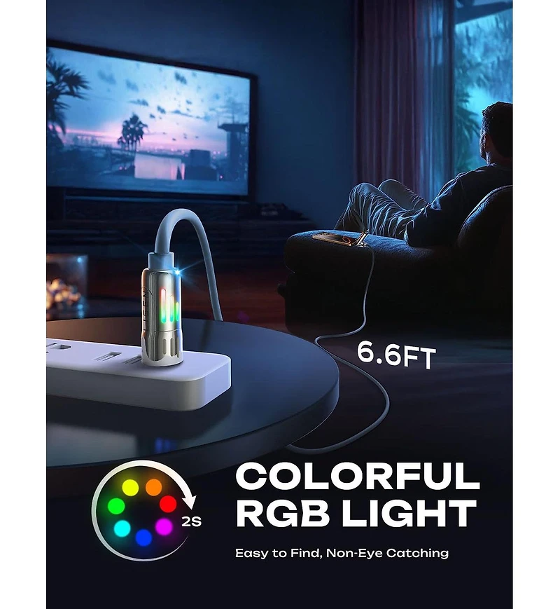 Lisen 2-Pack 240W 4-in-1 Charging Cable, Usb-c and Lightning Multi Charger Cable for All Devices, Fast Charging Cord for Travel