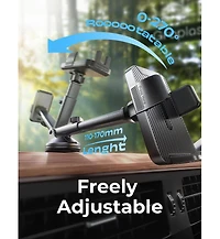 Lisen 3-in-1 Car Phone Mount, Dashboard Windshield Air Vent Holder with Adjustable Arm, 360degree(s) Rotation, Universal Fit for iPhone and Android
