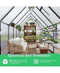 gaomon 6'X11' Aluminum-Framed Polycarbonate Greenhouse, Heavy Duty Greenhouse with Quick Setup Structure and Roof Vent