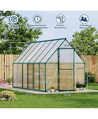 gaomon 6'X11' Aluminum-Framed Polycarbonate Greenhouse, Heavy Duty Greenhouse with Quick Setup Structure and Roof Vent