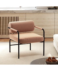 Slickblue Velvet Accent Chair with Cylindrical Backrest and Metal Armrests