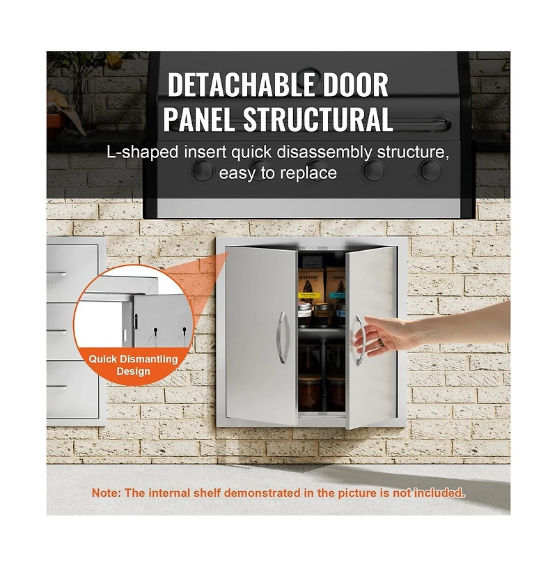 Sugift Bbq Access Door 24W x 24H in Double Outdoor Kitchen Stainless Steel
