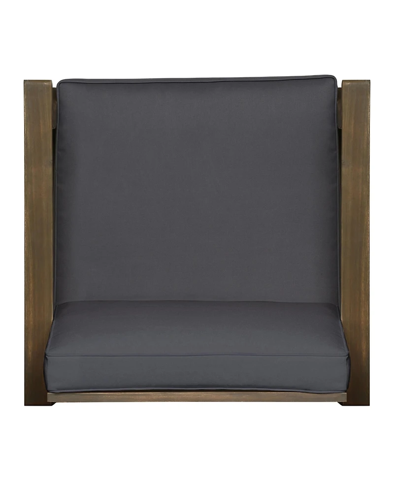 Rainsken Outdoor Accent Chair, Acacia Wood Patio Chair with Thick Cushions and Slat Panel Design, Weather Resistance for Backyard and Poolside